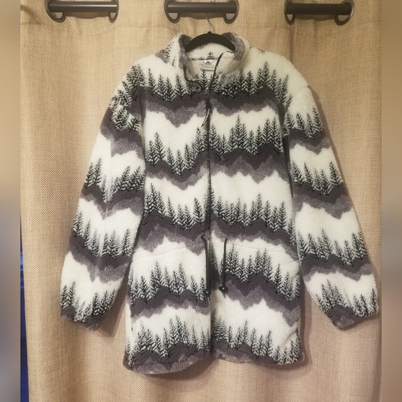 Vintage 90's fit Black mountain fleece black white gray M - Picture 1 of 8